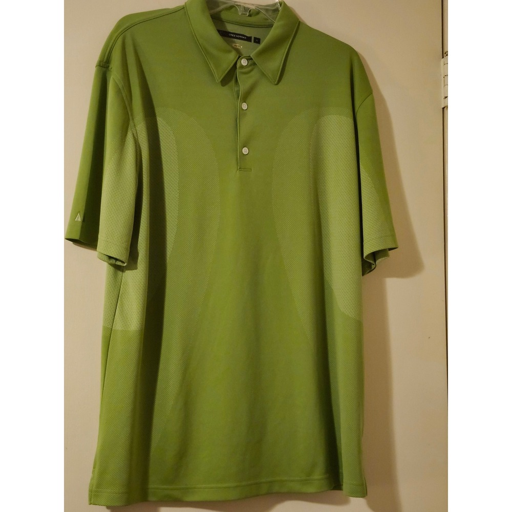Greg Norman Play Dry Mens XL Lime Green Microfiber Golf Polo Shirt Short Sleeve